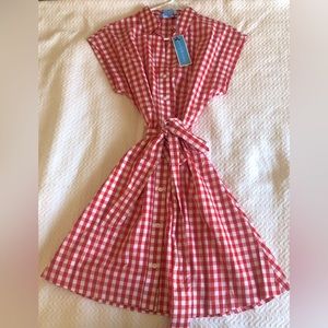 Draper James XS shirt dress gingham red. New with tags.